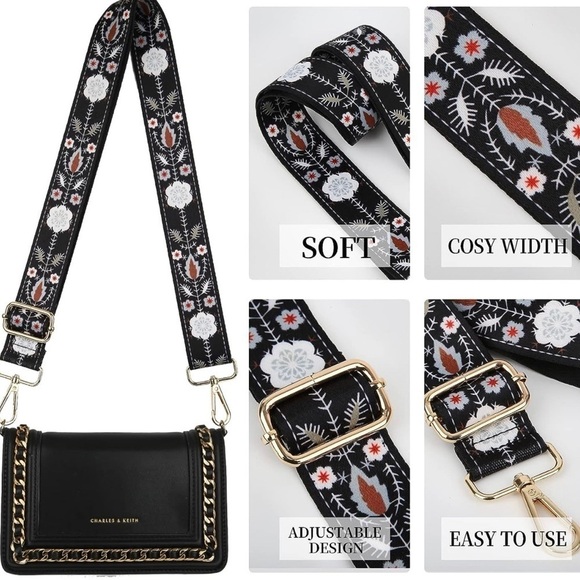 Crossbody Strap Accessory Multicolored Teal Blue Peach White Burgundy NEW - Picture 6 of 8